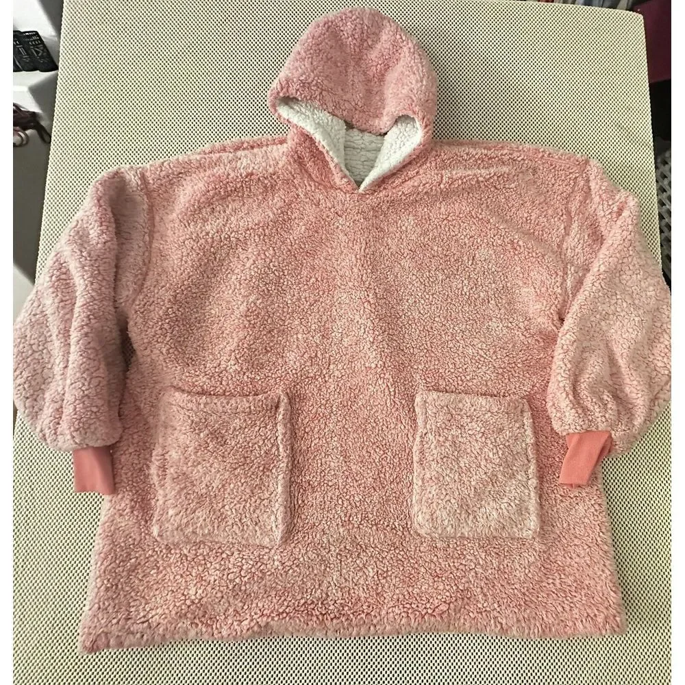 Wearable Blanket With Hood Cozy Sherpa Women One Size Fits Most OS M/L/XL Winter